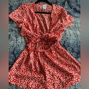 Red Floral Cut Out Romper